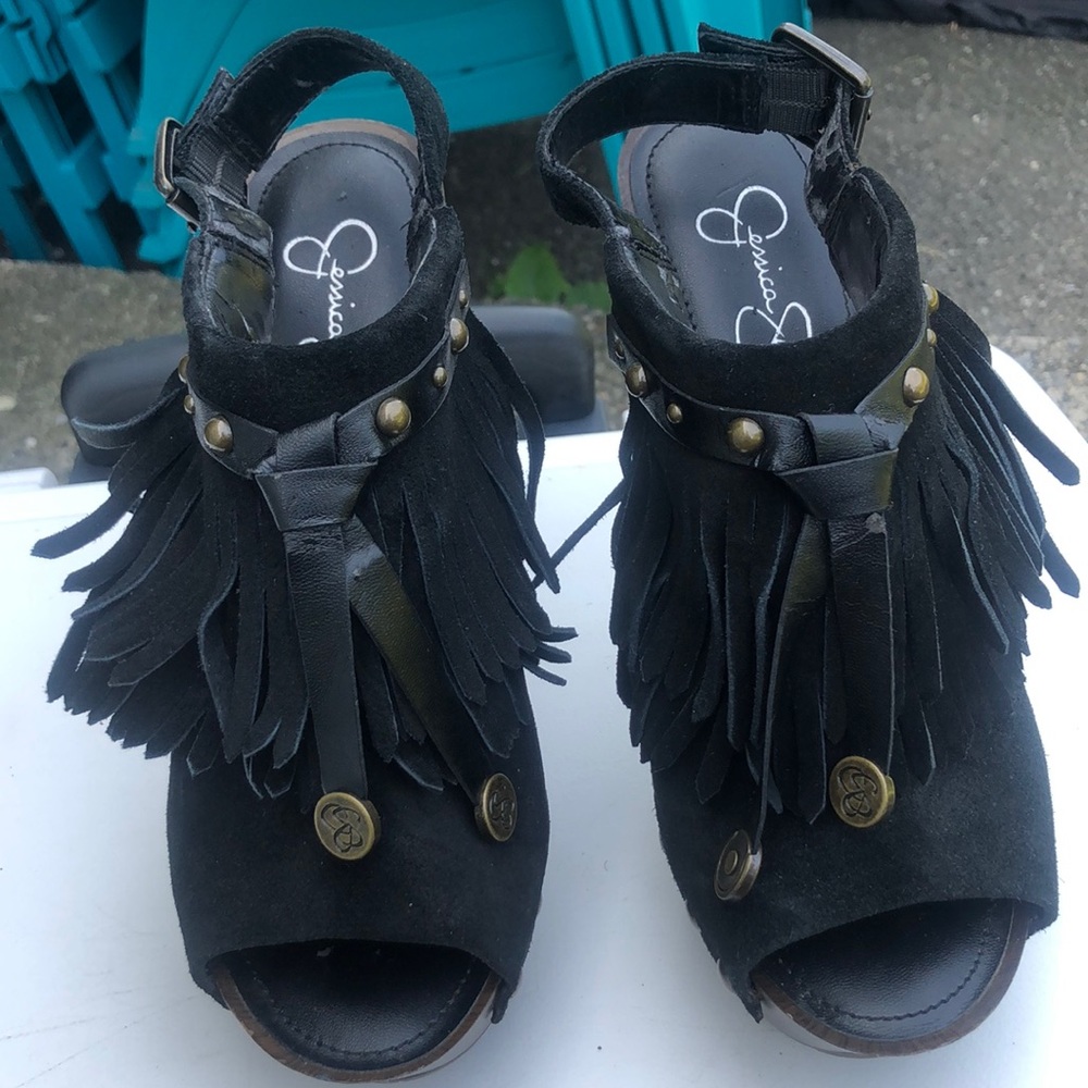 Jessica Simpson Fringe studded high heel shoes